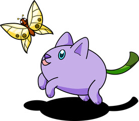 Grape cat and butterfly