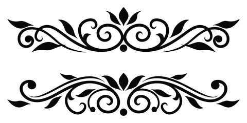 Elegant Black Floral Scrollwork Ornaments for Decorative Design Use