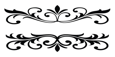 Fototapeta premium Elegant Black Floral Scrollwork Ornaments for Decorative Design Use