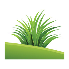 Beautiful green grass tuft on a hill