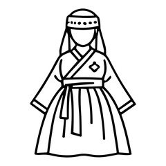 Obraz premium Simple Line Drawing Korean Traditional Dress Hanbok Clothing Illustration