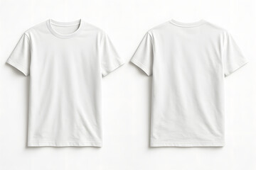 Realistic White T-Shirt Mockup – Front and Back View on Isolated White Background