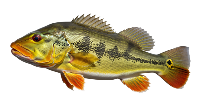Fish isolated on a white background showing details of scales fins and natural features