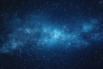 Fototapeta premium Starry sky background, blue night sky full of stars, glowing stars in the dark space, starry background, dark night, stars in the distance, starlight, dark background with a blue glow, night sky. 