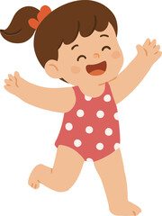 수영복 입고 달리는 여자아이