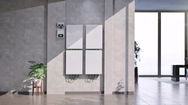 3d rendering battery energy storage system for residential used 4k footage