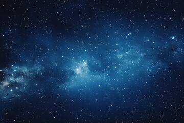 Fototapeta premium Starry sky background, blue night sky full of stars, glowing stars in the dark space, starry background, dark night, stars in the distance, starlight, dark background with a blue glow, night sky. 