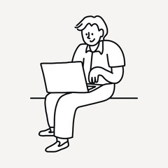 Doodle man working illustration vector