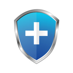 Obraz premium 3D medical shield protection vector icon image