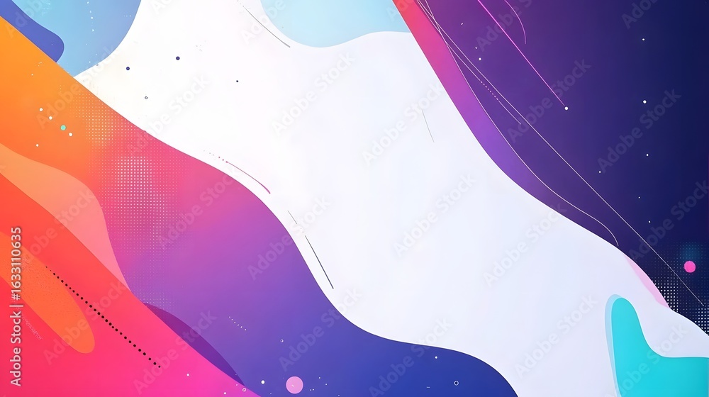 Poster abstract design with vibrant colors and flowing shapes.