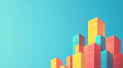 Fototapeta premium Colorful city skyline illustration.