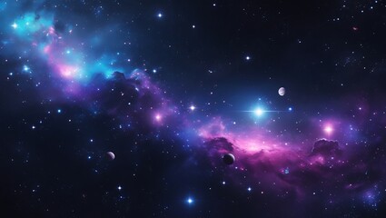 Obraz premium Stunning Deep Space Galaxy View with Planets, Stars and Cosmic Clouds