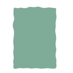 Obraz premium 2d Minimal green rectangular frame with wavy edges, simple white center, clean pastel style, ideal for backgrounds, invitations, or creative decorative projects.