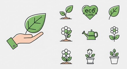 Eco Care Green Plant Leaf Icons