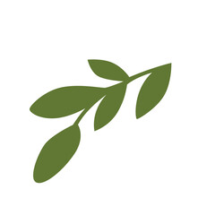 2d Flat design of a stylized dark blue leaf branch with multiple leaves, modern and elegant.
