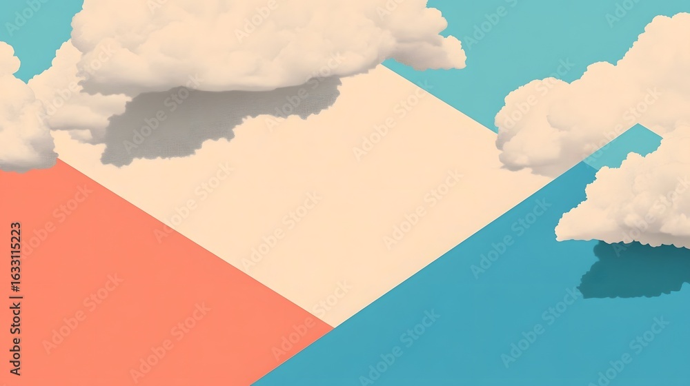 Aufkleber abstract design with clouds and geometric shapes.