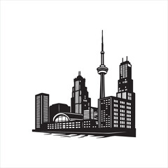 Fototapeta premium City Skyline Icon – Black and White Urban Silhouette