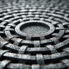 Circular, textured pattern; concentric rings, woven design