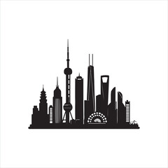 Obraz premium City Skyline Icon – Black and White Urban Silhouette