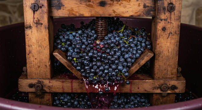 Grape Pressing A Rustic Wine Harvest - Powered by Adobe