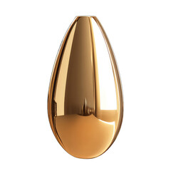 A highly polished, teardrop-shaped golden object, reflecting light with a smooth, lustrous surface