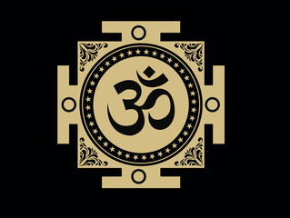 Sacred Om symbol yantra design with intricate details
