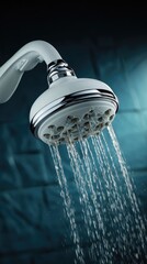 Close-up of a shower head with water flowing (2)