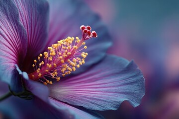 Close-up of a vibrant purple and blue flower, highlighting its intricate details