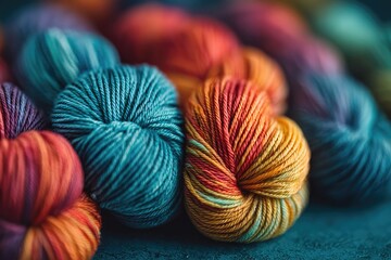Close-up of colorful yarn balls