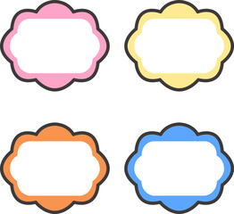 Pastel labels with flower frame shapes. Ideal for name tags, digital planners, printable stickers, and kids' note tags. Transparent PNGs and vector files for easy use.