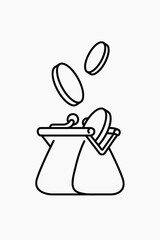 Coin bag line art vector