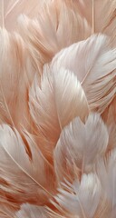 Obraz premium Close-up view of soft, peach-colored feathers