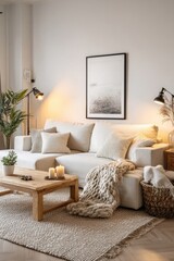 Cozy, light-filled living room with neutral tones