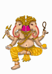 hand drawn digital art of lord ganesha