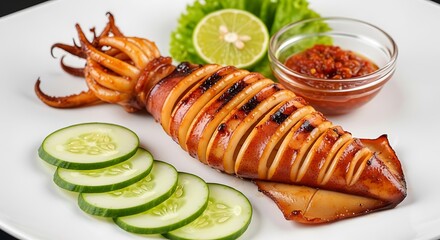 Grilled Spicy Squid with Cucumber and Sambal – Cumi Bakar Pedas Manis