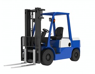 Forklift Truck Isolated with Blue and White.