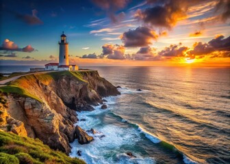Vista do Farol da Barra at sunset over the ocean