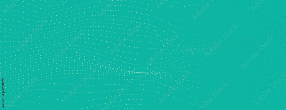 Poster turquoise background with wavy dotted pattern. turquoise background with dynamic wavy dots. minimali