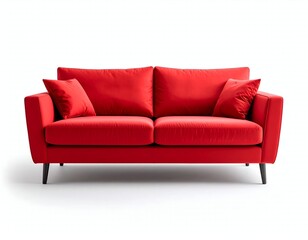 Fototapeta premium Red sofa with modern furniture, and home interior.