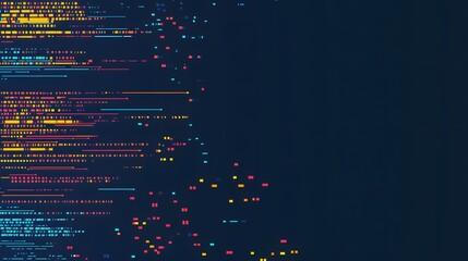 Abstract design with colorful lines and shapes.