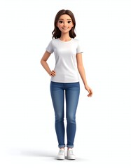 Woman in Jeans 3D Isolated.