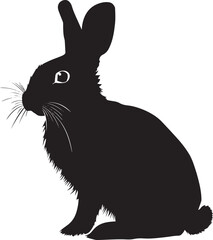 Naklejka premium A black silhouette of a rabbit against a white background.