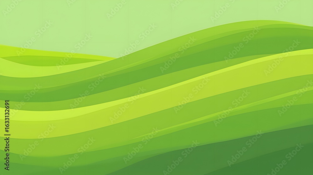 Poster abstract design of undulating green lines.