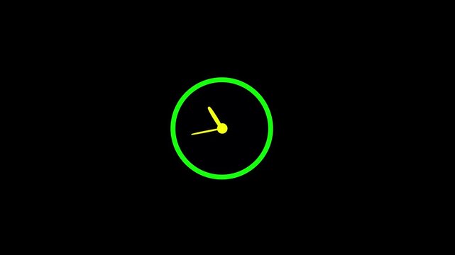 Abstract clock icon animation on black background.