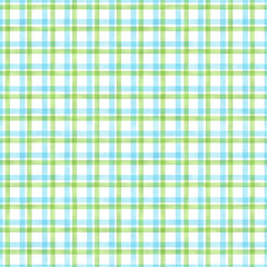 Seamless green and blue checkered pattern background. Classic endless check backdrop. Hand drawn watercolor repeating illustration for textile, wrapping, wallpaper, fabric, paper, cover, decor