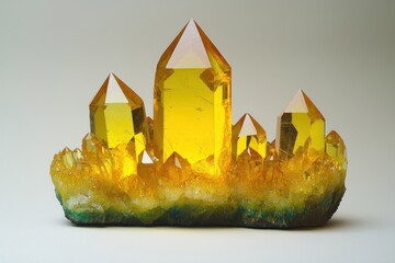 Radiant yellow crystal cluster against a plain background