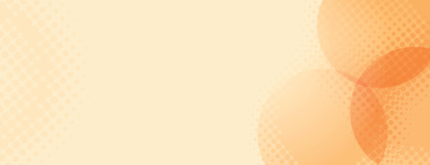 Abstract background with a soft yellow background and orange circles. The background features halftone dotted texture with yellow and orange hues. Minimal halftone vector gradient background