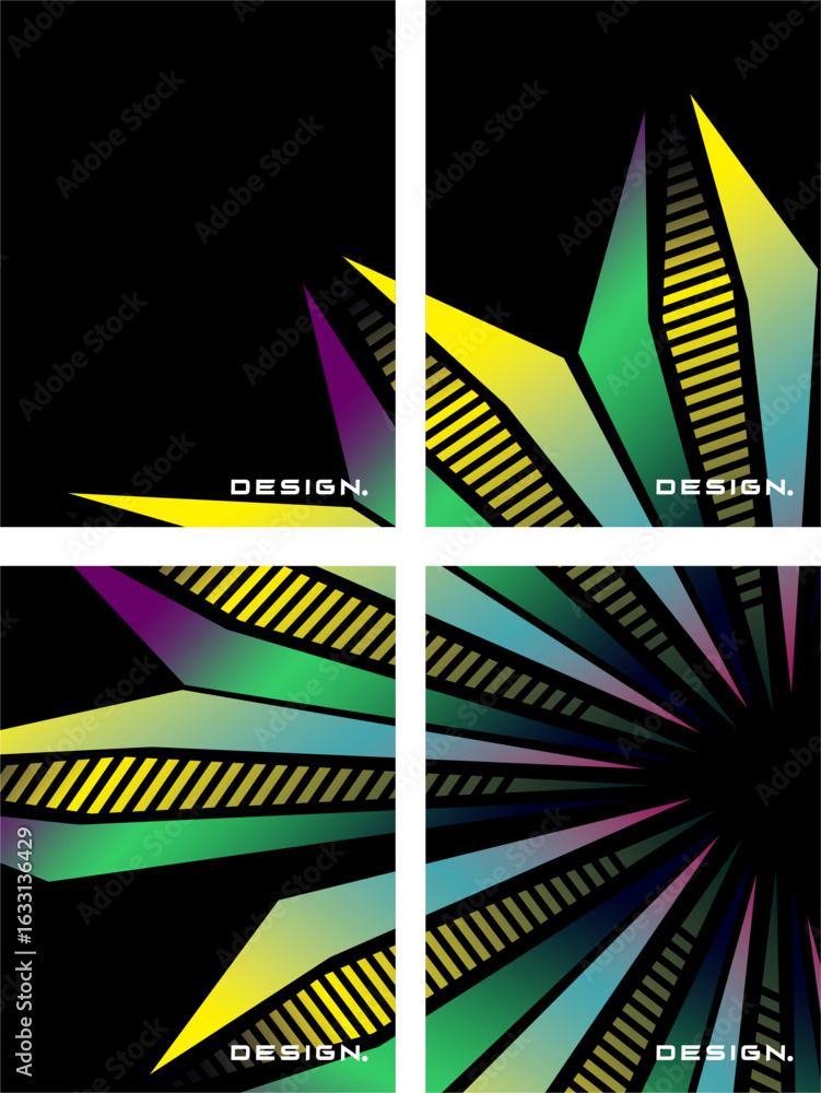 Poster this collection of modern abstract vector backgrounds features a pattern of colorful parallel stripe