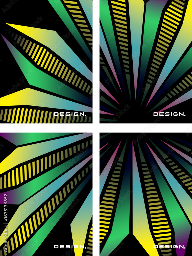 Poster this collection of modern abstract vector backgrounds features a pattern of colorful parallel stripe
