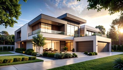 Fototapeta premium Modern House Architecture.